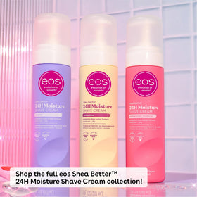Packaging de la crème à raser eos Lavande, vue de côté