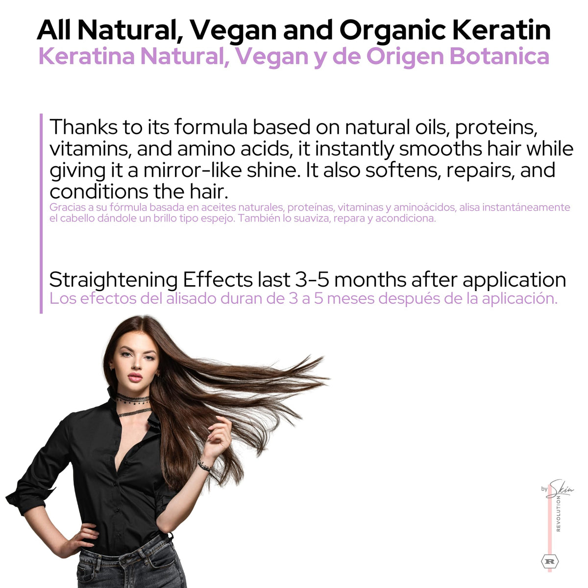 Packaging de la keratine Skin Revolution sur une surface en bois