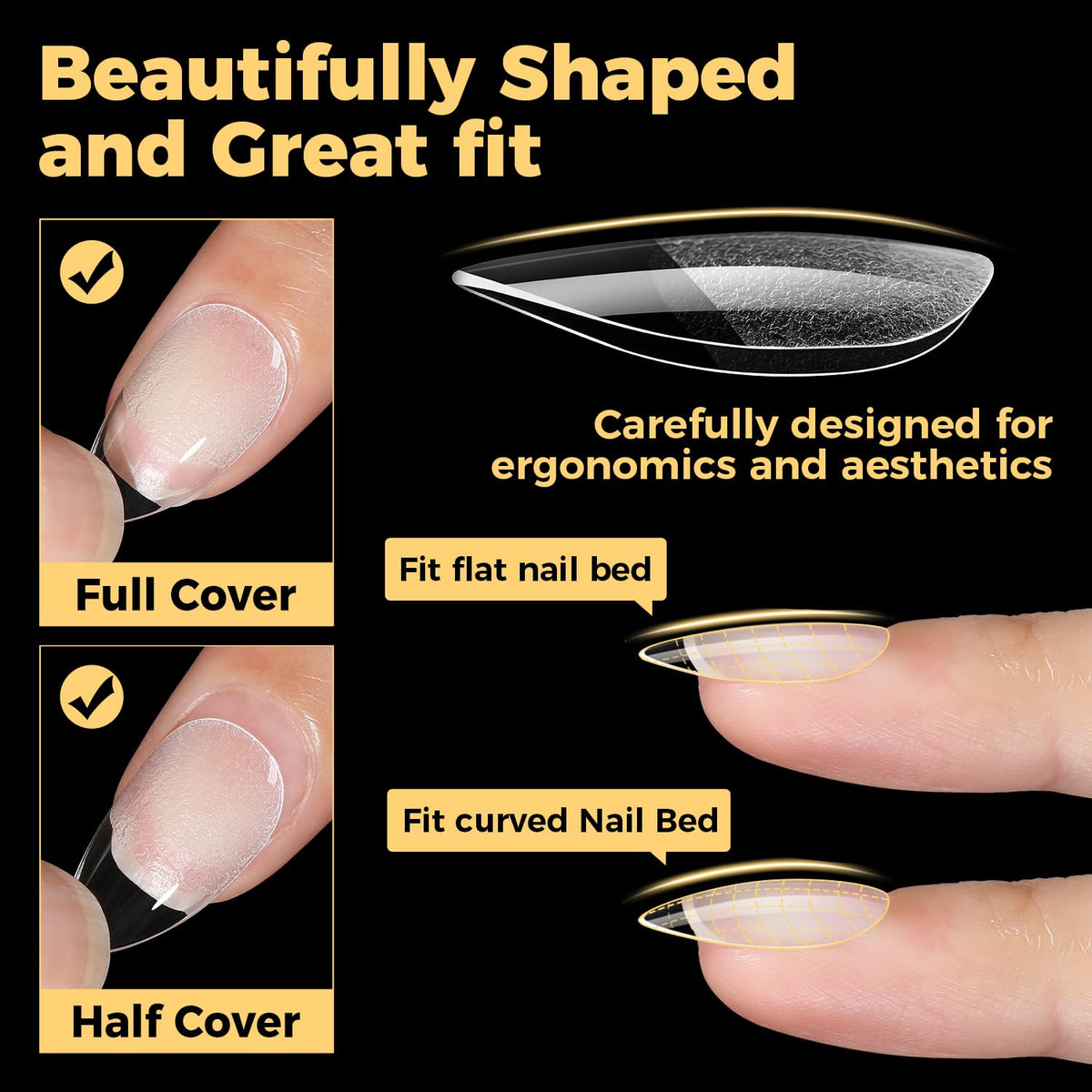 Packaging des tips courts UNA GELLA avec 12 tailles