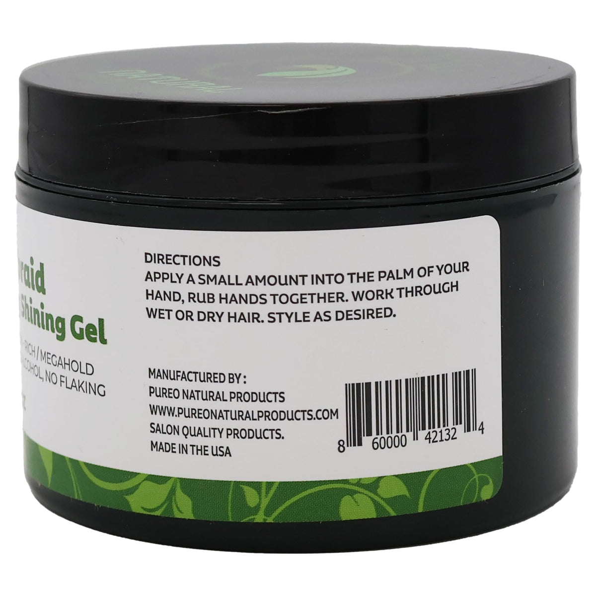 Packaging du gel brillant Neatbraid de Pure O sur fond neutre