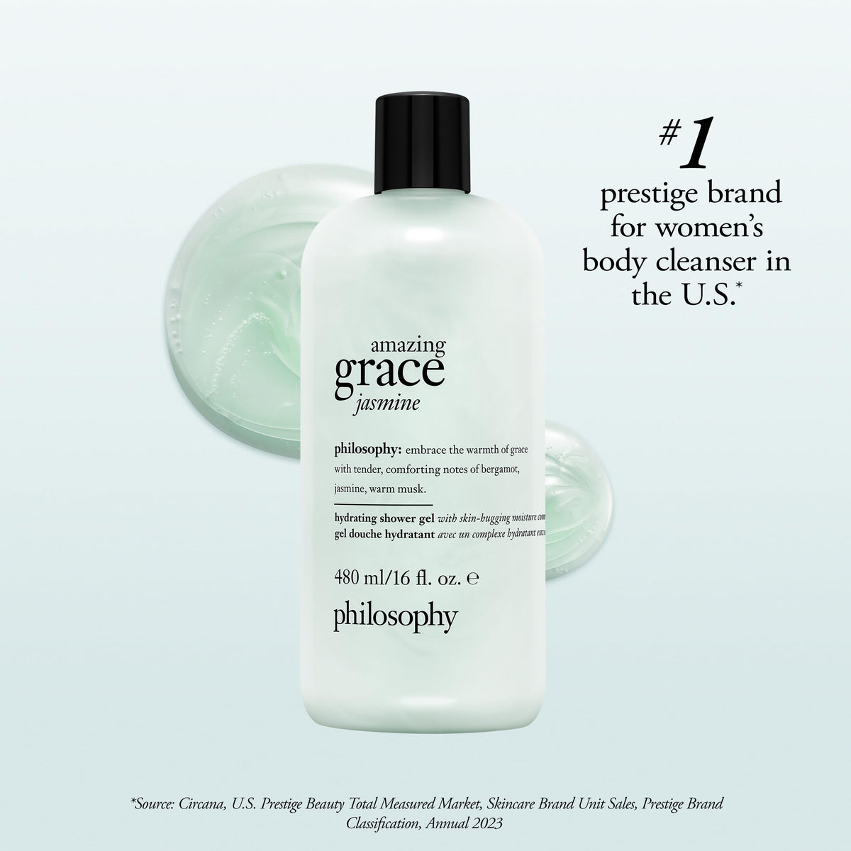 Packaging du gel douche Jasmine philosophy sur fond neutre