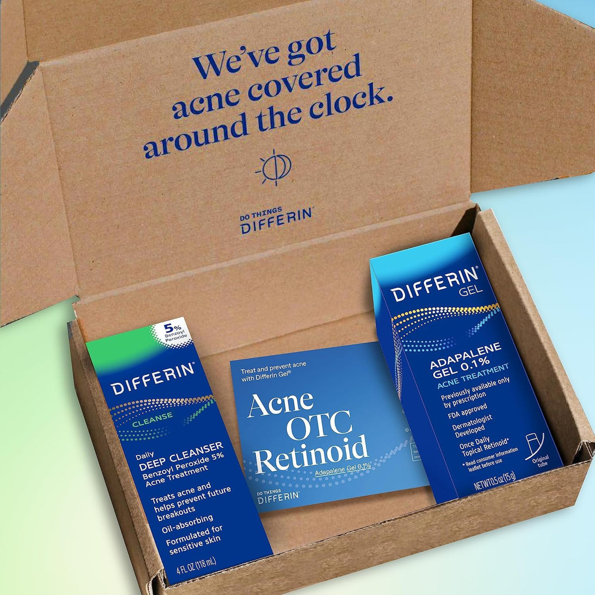 Packaging du kit anti-acné Differin
