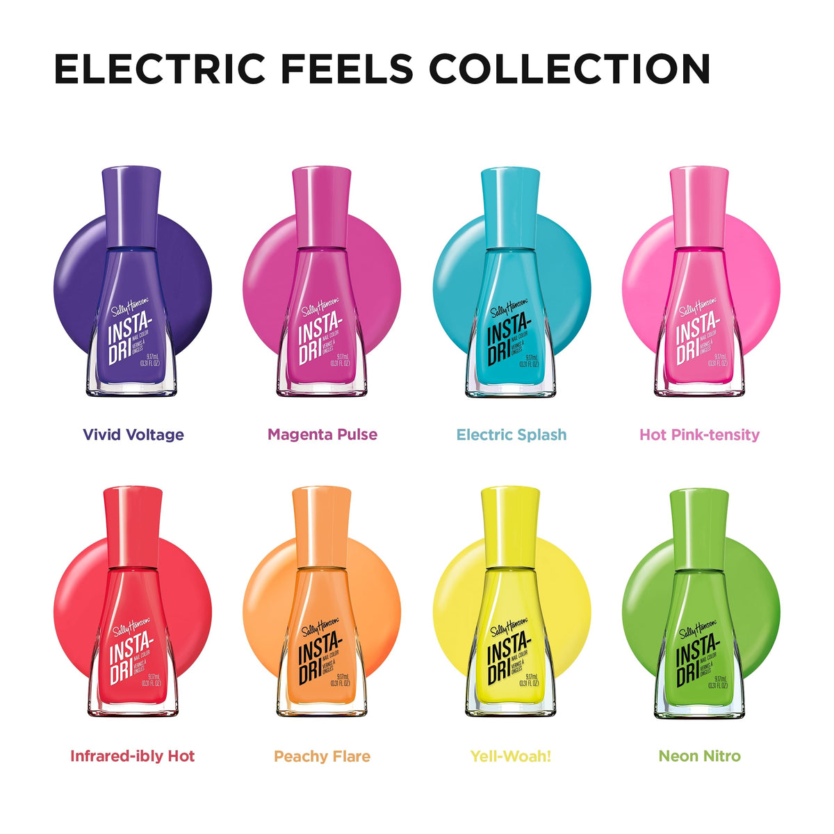 Packaging du Sally Hansen Insta-Dri Vernis à Ongles 478 Vivid Voltage