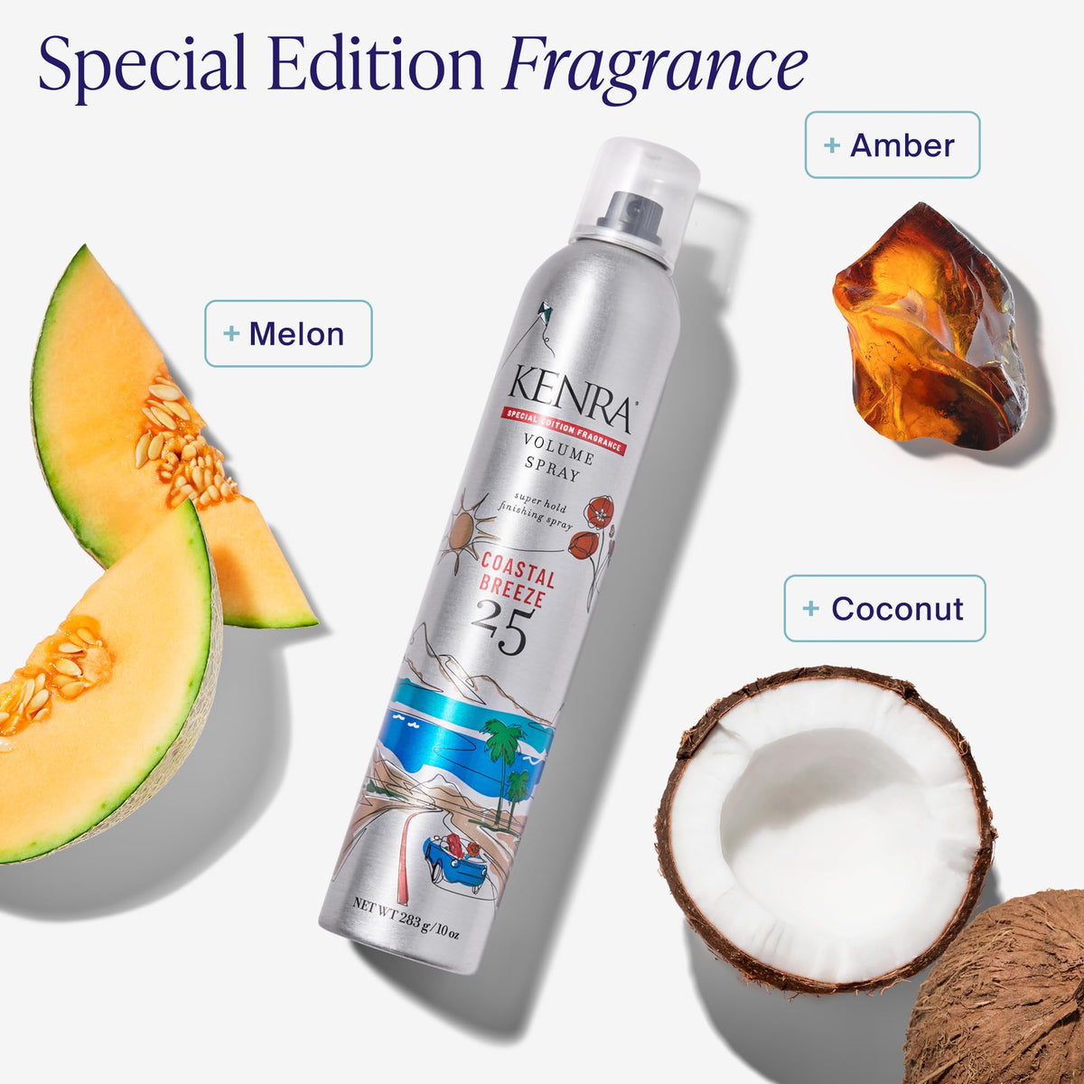 Packaging du spray Kenra Volume 25 avec détails