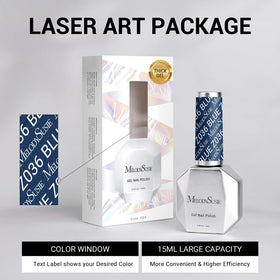 Packaging du vernis à ongles gel pailleté bleu MelodySusie