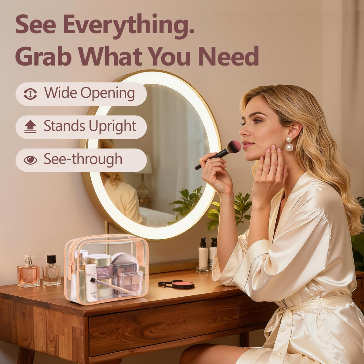 PACKISM trousse de toilette transparente avec produits de beauté