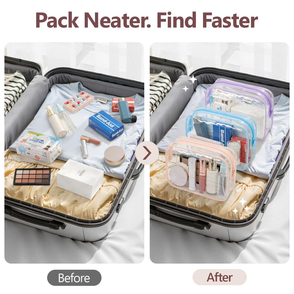 PACKISM trousse de toilette transparente dans un sac à dos