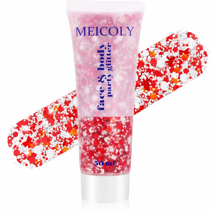 Paillettes corporelles MEICOLY rouges et blanches vue de face