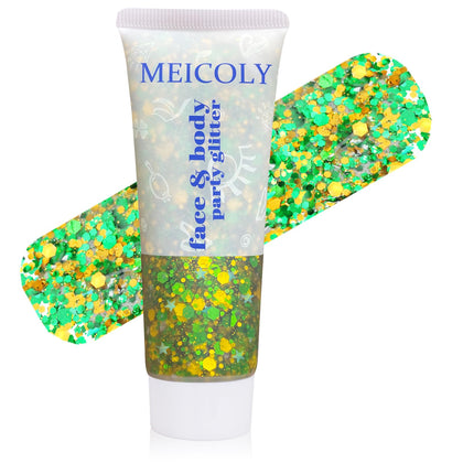 Paillettes corps MEICOLY vertes et or en pot de 50g