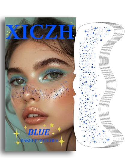 Paillettes de visage XICZH modèle bleu vue de face