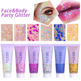 Paillettes MEICOLY appliquées sur les lèvres et les joues