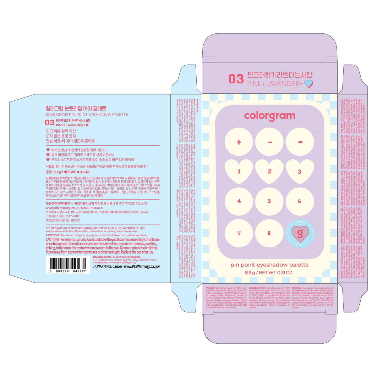 Palette COLORGRAM 03 avec échantillons de looks créés