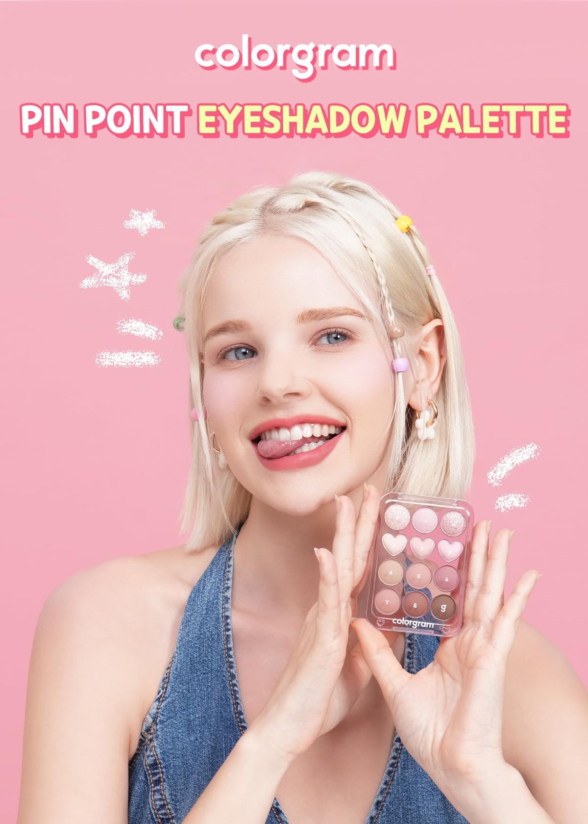 Palette COLORGRAM ouverte montrant les 12 teintes de fards
