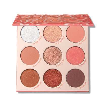 Palette ColourPop Peach Jelly 9 teintes vue de face avec teintes pêche