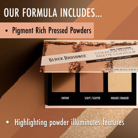 Palette Contour Black Radiance ouverte avec plusieurs teintes