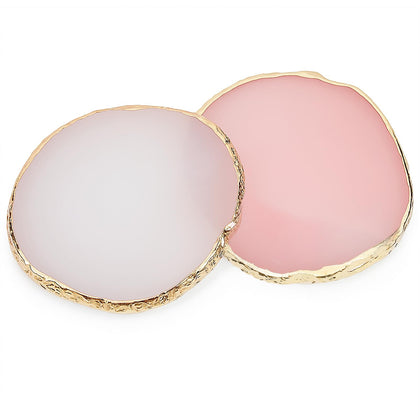 Palette d'art d'ongles en résine rose et blanche, vue de face