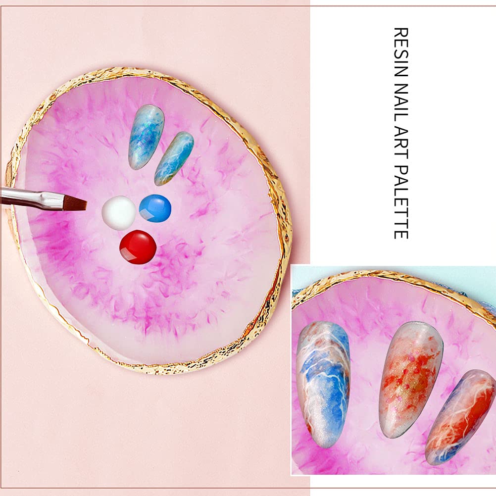 Palette d'Art des Ongles en Résine, style pierre d'agate, vue de haut