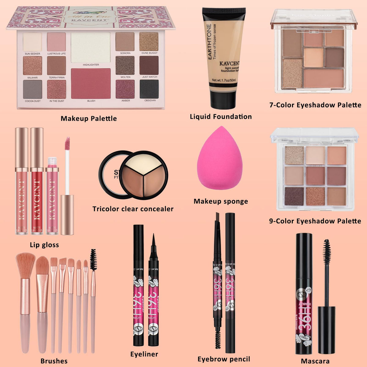 Palette d'ombres à paupières du kit KAVCENT