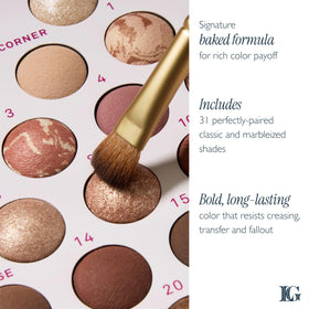 Palette d'Ombres à Paupières LAURA GELLER ouverte montrant les 31 teintes
