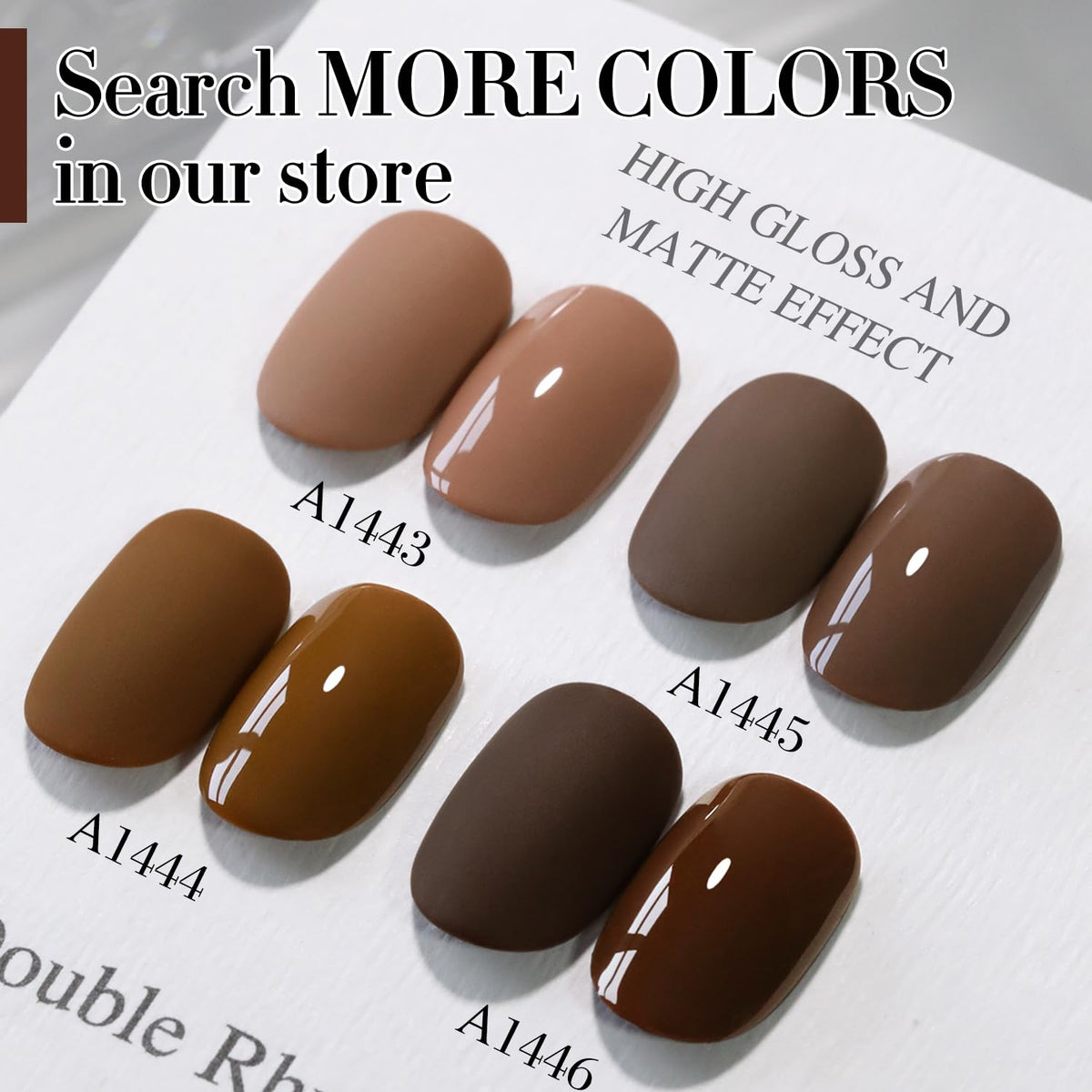 Palette de couleurs de gel polish incluant le brun foncé