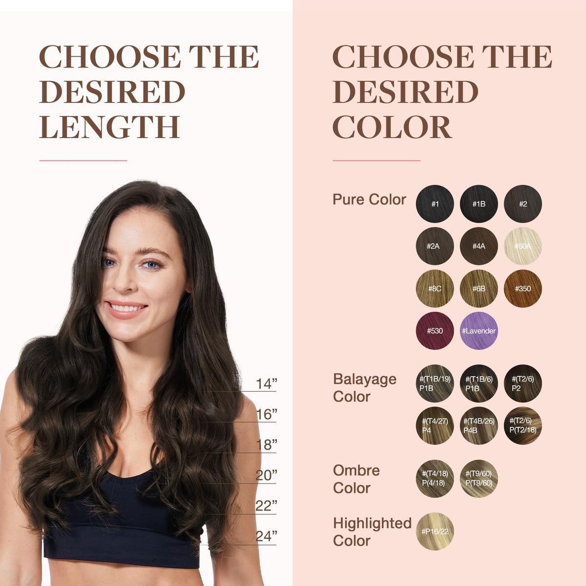 Palette de couleurs des extensions de cheveux GOO GOO