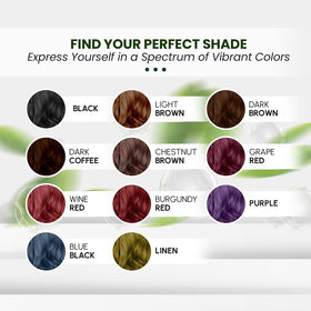 Palette de couleurs disponibles pour le shampooing colorant Herbishh