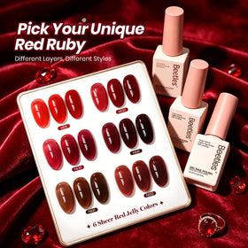 Palette de couleurs du vernis gel rouge beetles avec nuances cerise et bordeaux
