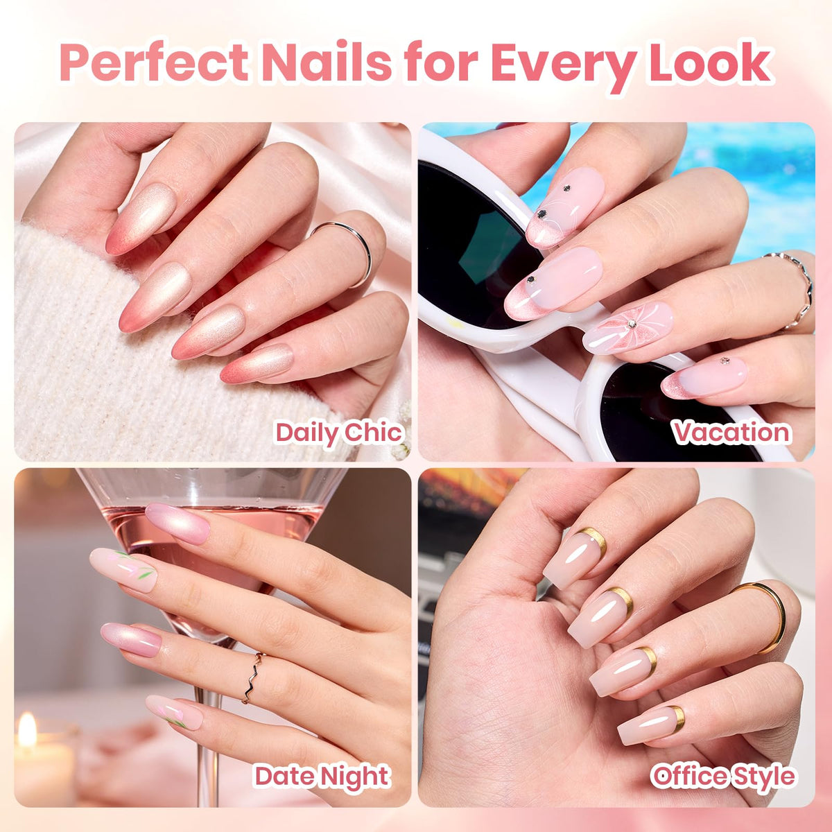 palette de couleurs nude du set de vernis beetles