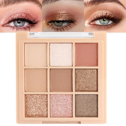 Palette de fards à paupières CAKAILA vue de face avec 9 couleurs variées