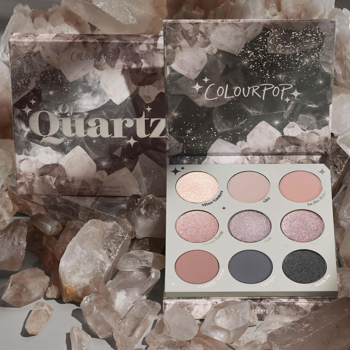 Palette de fards à paupières ColourPop Of Quartz avec pinceaux de maquillage