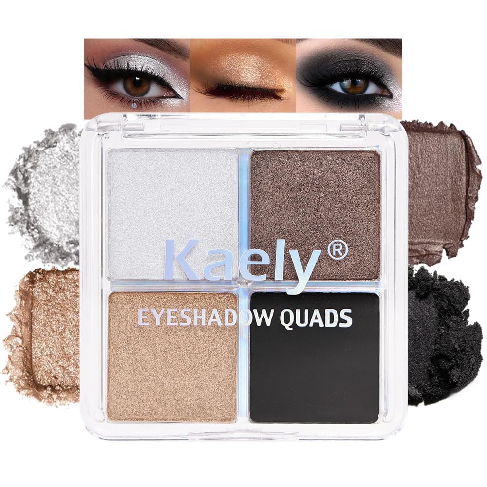 Palette de fards à paupières HHLTOH quatre teintes marron, argenté, noir et doré