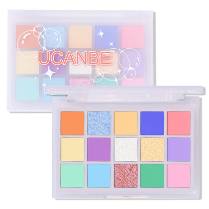 Palette de fards à paupières UCANBE 15 couleurs vue de face
