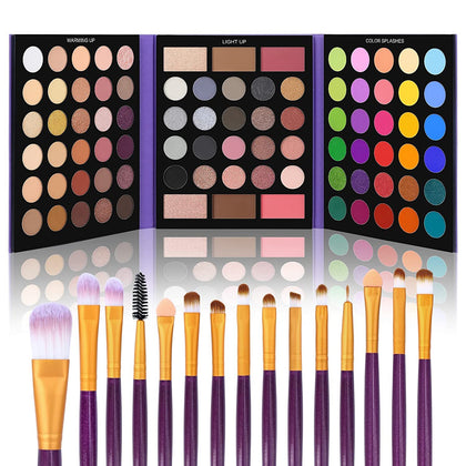 Palette de fards à paupières UCANBE 86 couleurs avec pinceaux violets