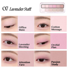 Palette de fards CLIO avec un maquillage naturel appliqué