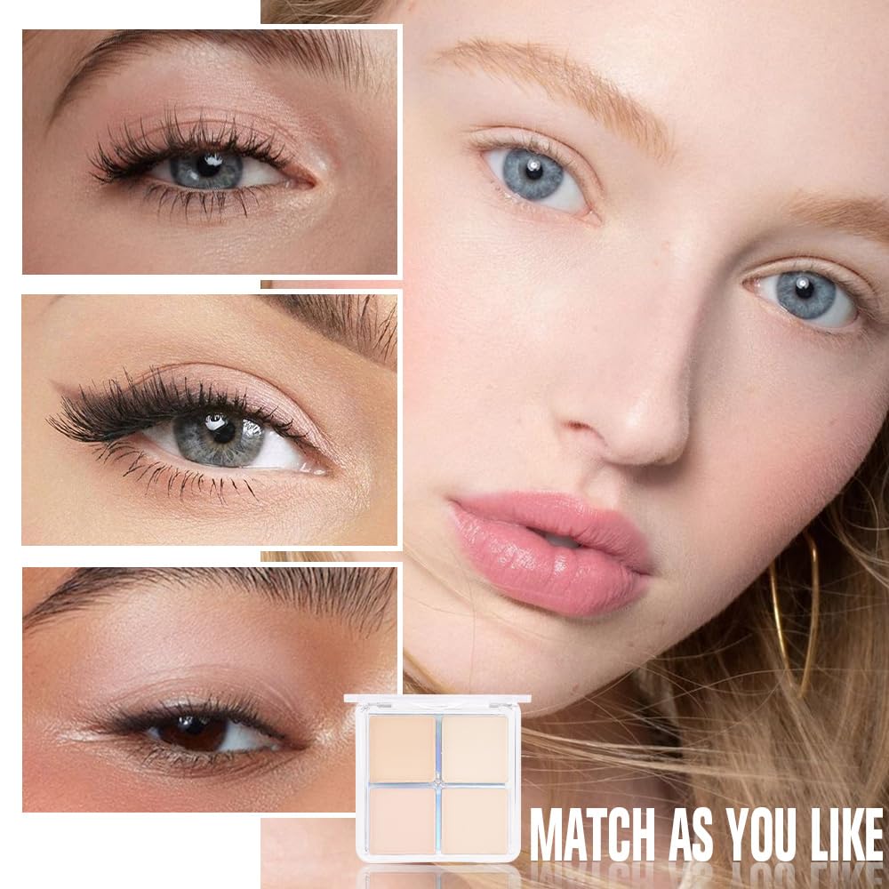 Palette de fards evpct sur une table avec des accessoires de maquillage