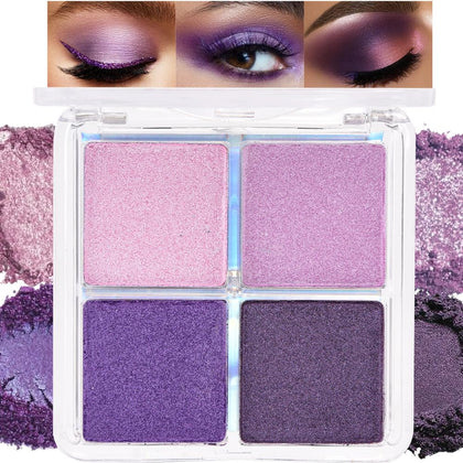Palette de fards HHLTOH 4 teintes violettes et roses vue de face