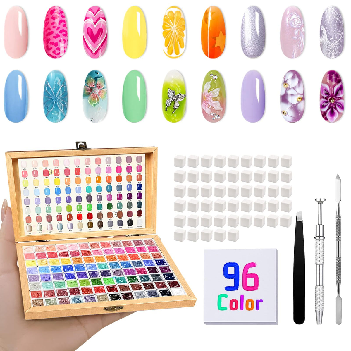 Palette de gel polymère GZIXBDA 96 couleurs vue de face