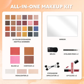 Palette de maquillage Color Nymph montrant les teintes mat et pailleté