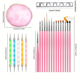 Palette de résine pour nail art style agate avec pinceaux