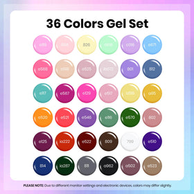 Palette des 36 couleurs de vernis à ongles gel beetles