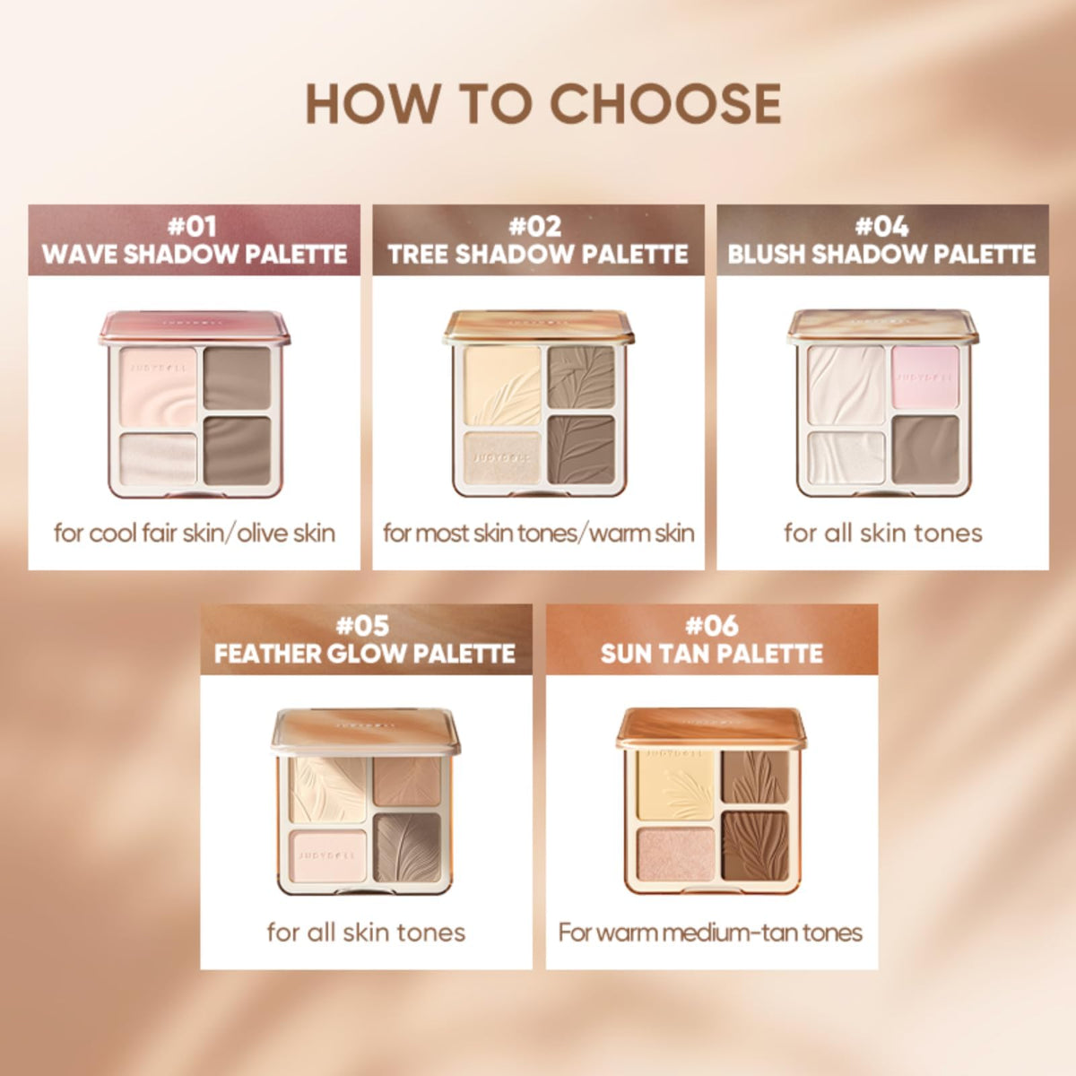 Palette JUDYDOLL avec mise en valeur des teintes