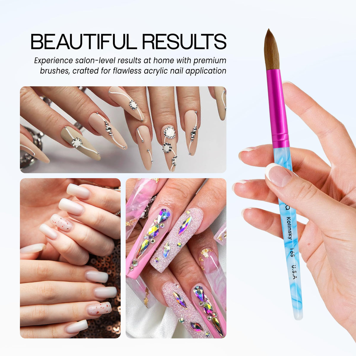 PANA Pinceau Ongles Acryliques sur fond de nail art avec motifs 3D