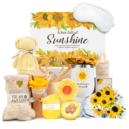 Panier cadeau de spa Betem avec tournesols et accessoires