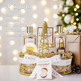 Panier tissé contenant le coffret spa LILY ROY