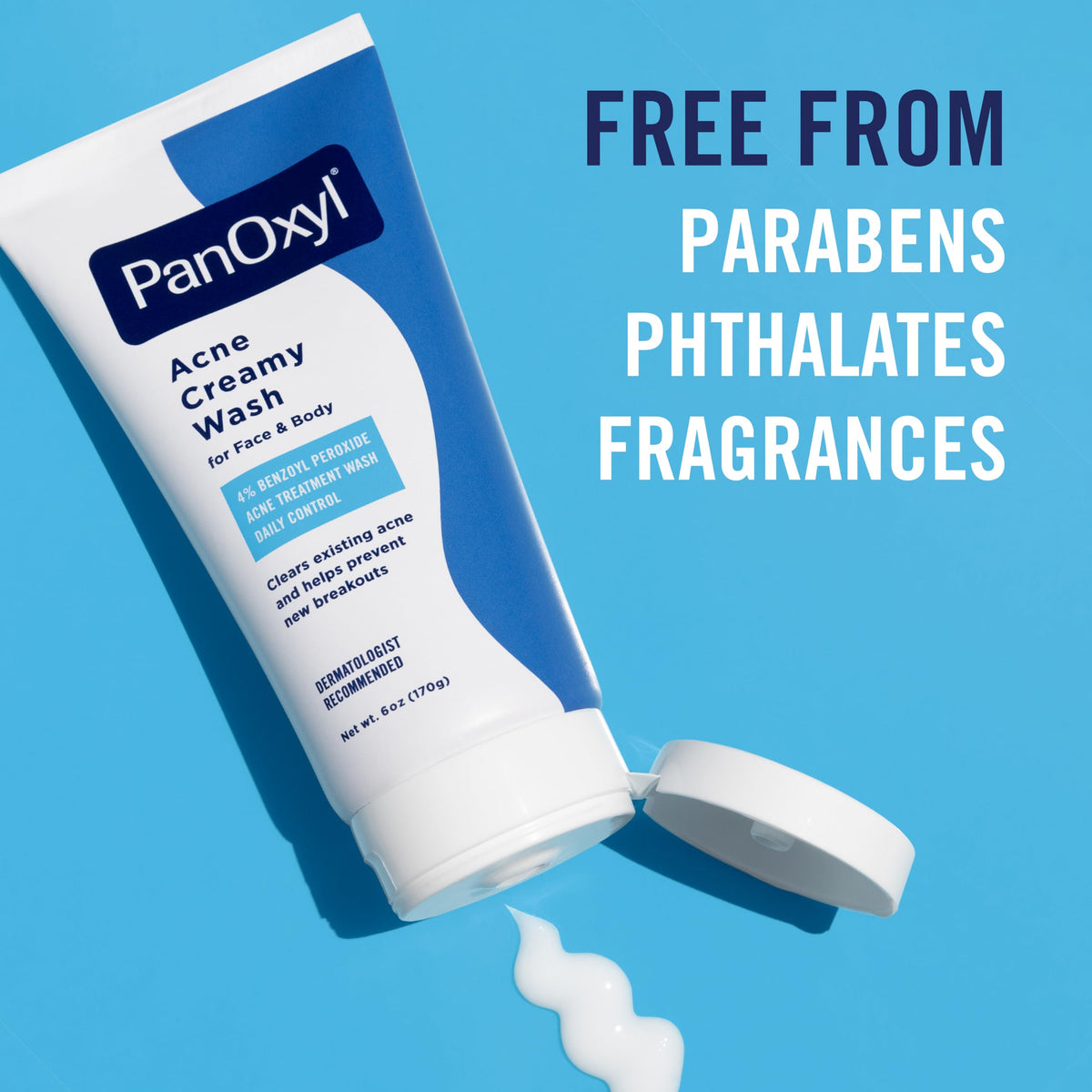 PanOxyl Crème Lavante Antimicrobienne 4% description sur emballage
