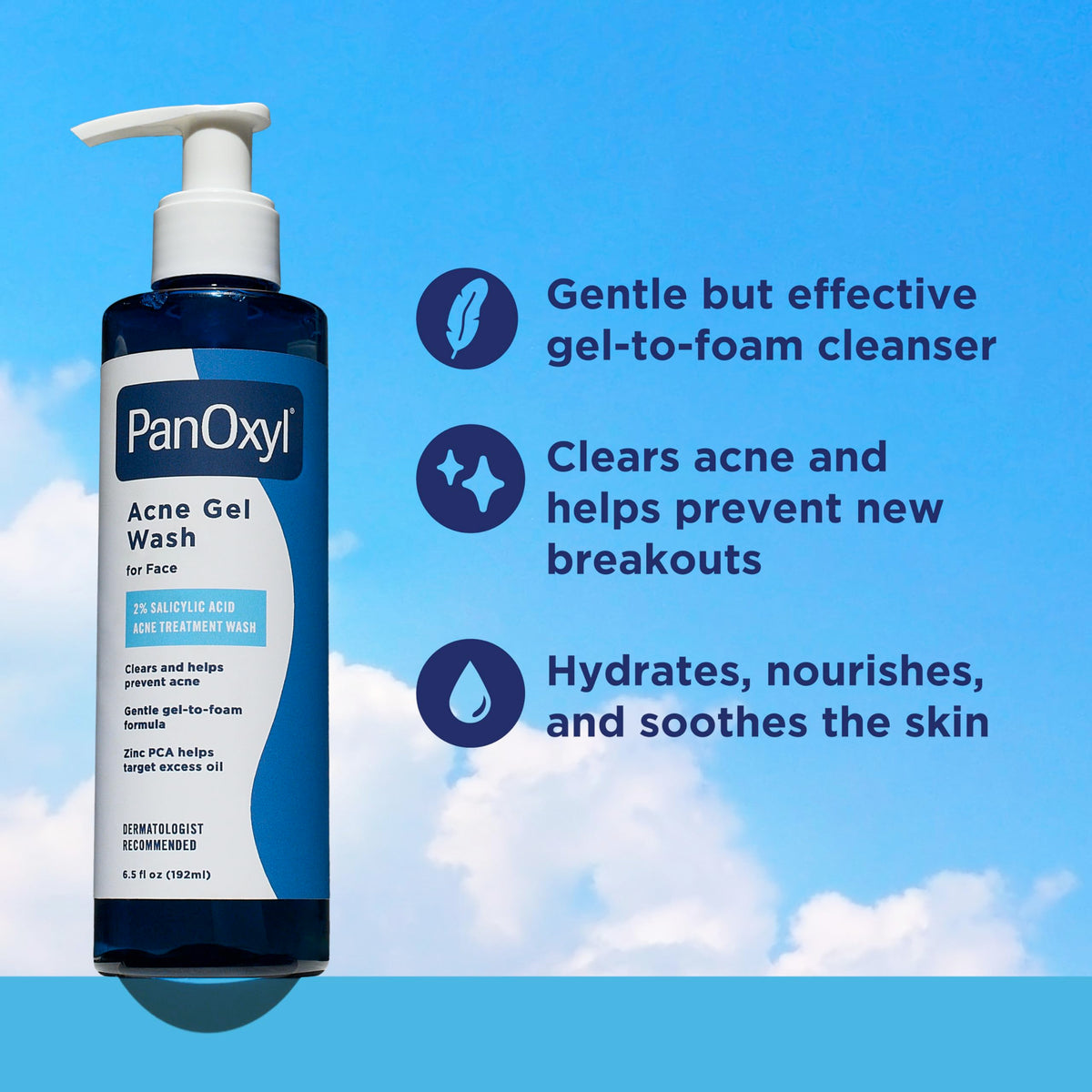 PanOxyl Gel Nettoyant Anti-Acné 250g avec bouchon ouvert