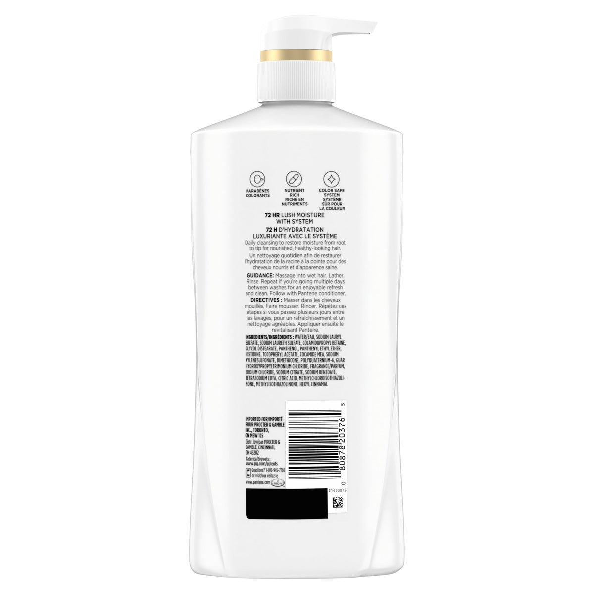 Pantene Daily Moisture Renewal shampoo in a bathroom setting