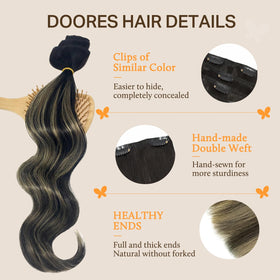 Paquet d'extensions capillaires DOORES avec 9 pièces et 20 clips