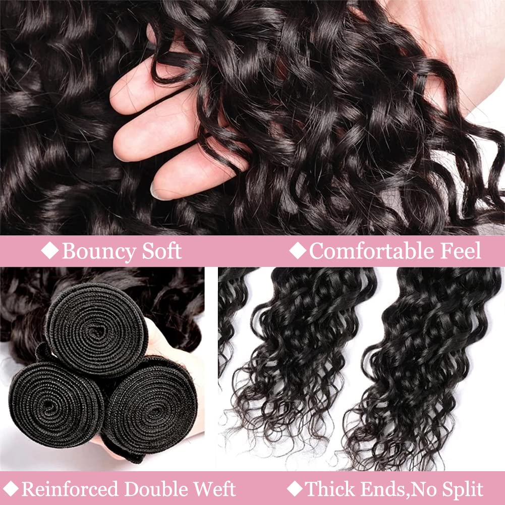 Paquet d'extensions cheveux humains boucles profondes hetnear avec capuchon