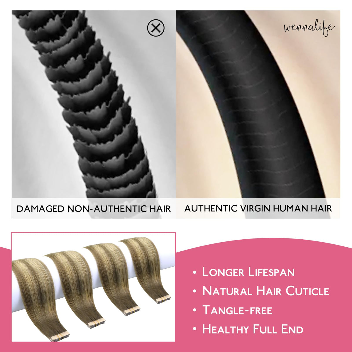 Paquet d'extensions de cheveux humains Wennalife 10 pcs